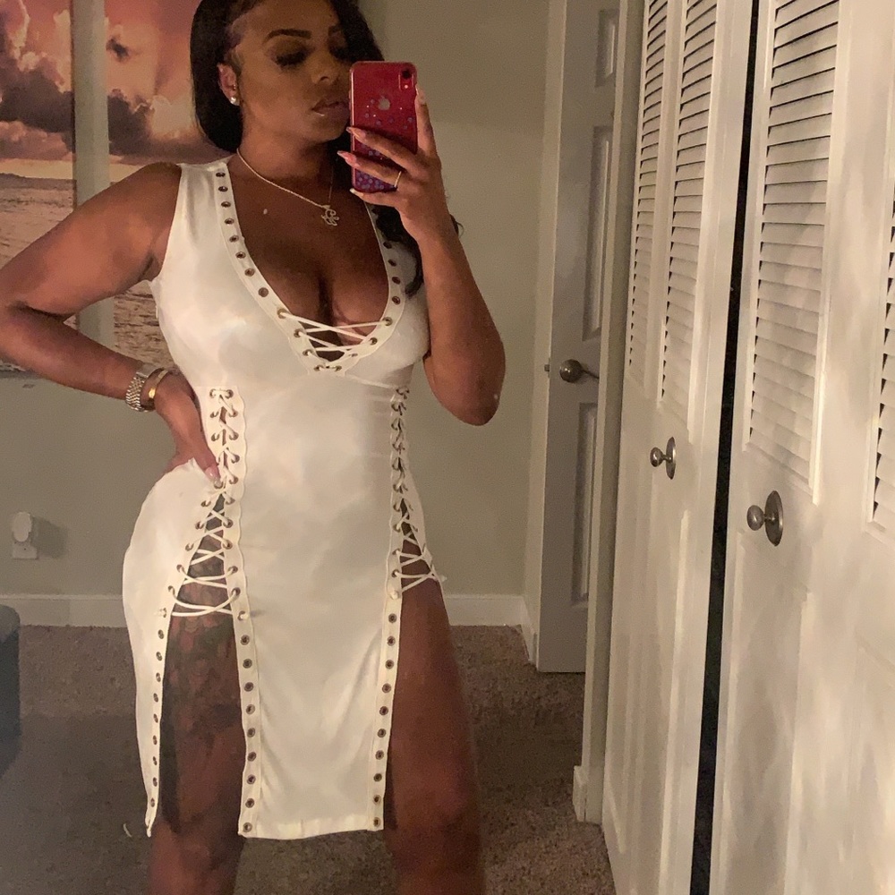 White Lace up Dress